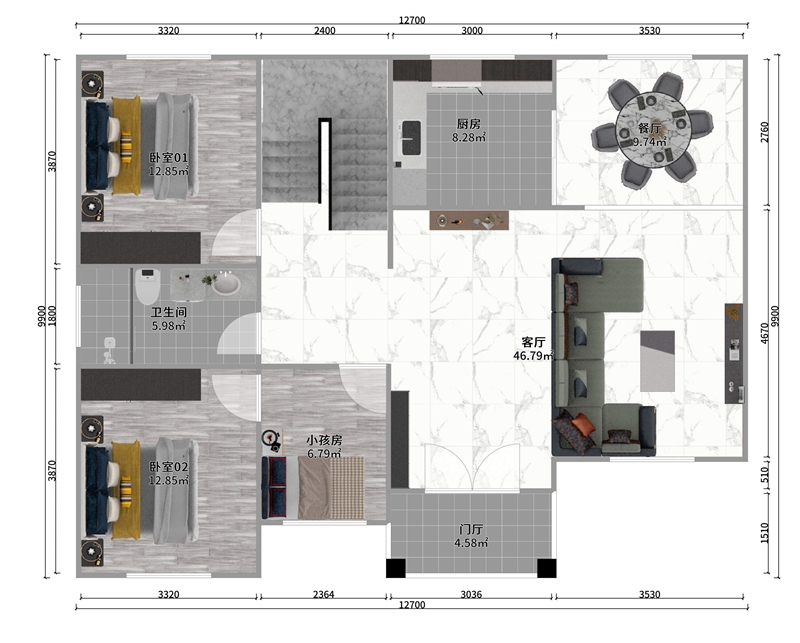 二層地中海輕鋼別墅戶型+建房配置表【睿婕版權(quán)戶型】(圖2) 睿婕輕鋼別墅
