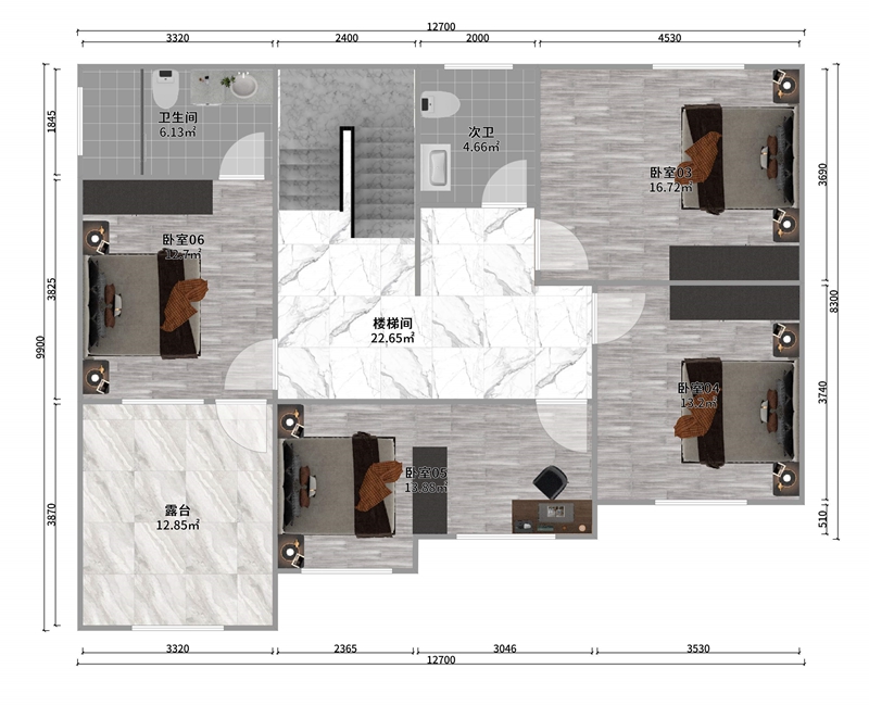 二層地中海輕鋼別墅戶型+建房配置表【睿婕版權(quán)戶型】(圖3) 睿婕輕鋼別墅