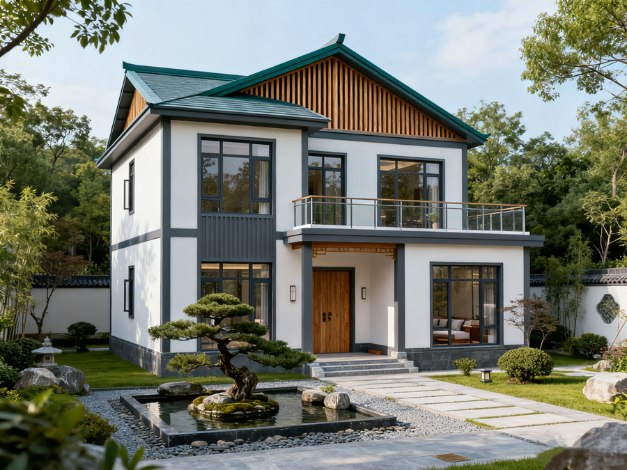 兩層260平方米現(xiàn)代中式風(fēng)格的輕鋼別墅戶型賞析(圖1)